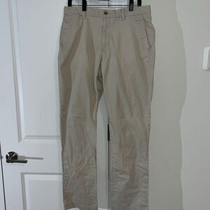 Tan Beige Polo Ralph Lauren Stretch Chino casual flat front pants 34 x 33”